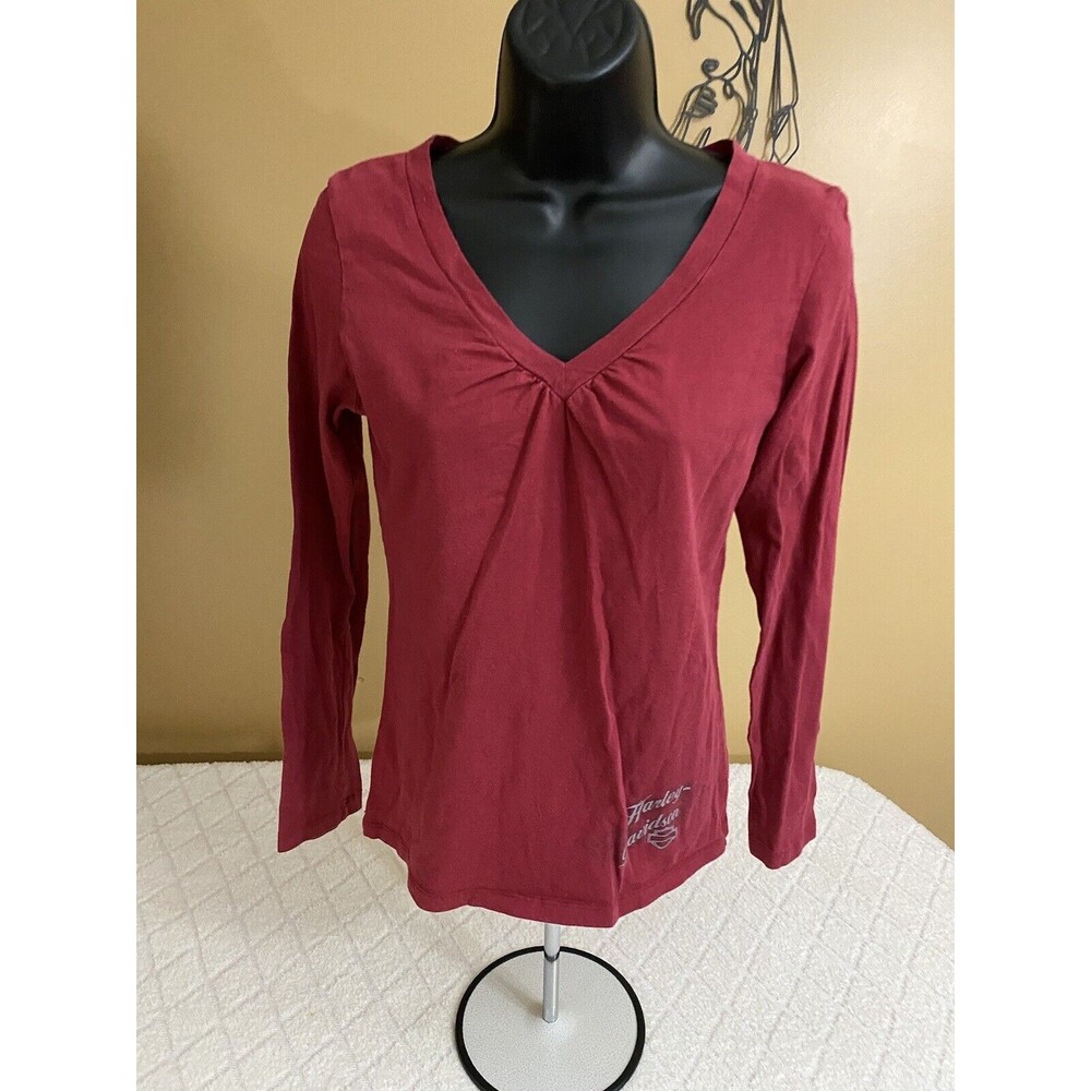 Vintage Harley Davidson York PA USA Made Women’s Red Long Sleeve Top Size Large - Picture 5 of 16